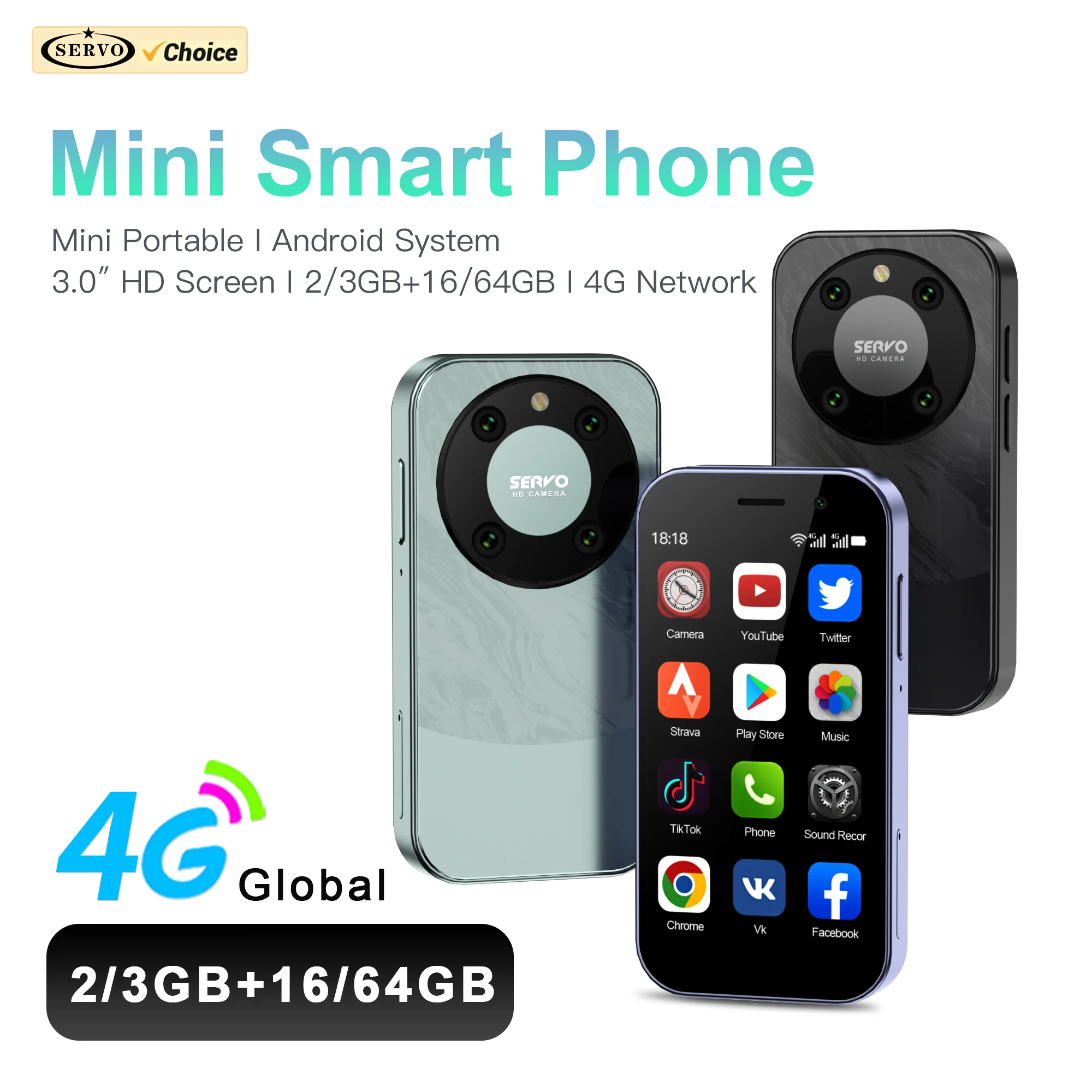 Hot SERVO KING9000 4G LTE MIni Smart Phone 2 SIM Card Increase Memory 3GB+64GB 2000mAh 3.0