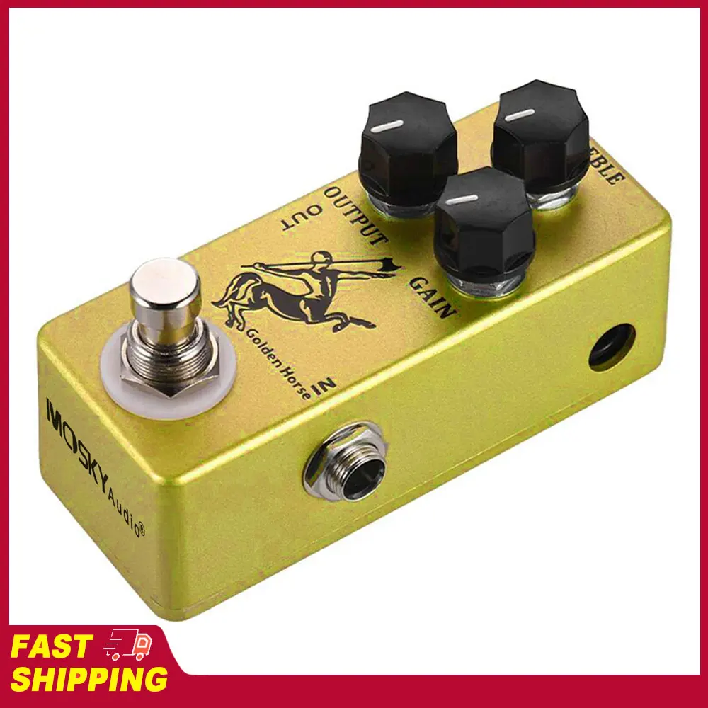 MOSKY Guitar Effect Pedal True Bypass Full Metal Shell Classic Golden / Silver Horse Guitar Pedal Overdrive Tool
