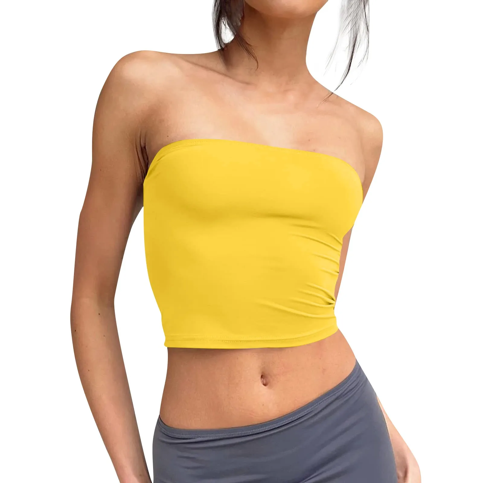 

Y2k Tube Top 2000s Clothing Women Summer Solid Color Off Shoulder Strapless Sleeveless Bandeau Vest Casual Streetwear