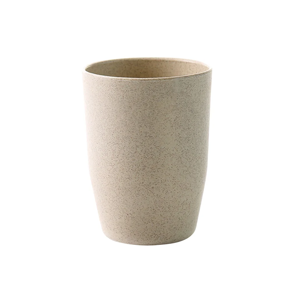 

Bathroom Tooth Cup Wheat Stem Simple Round Mounthwash Mug for Children Adults (Northern Europe Beige)