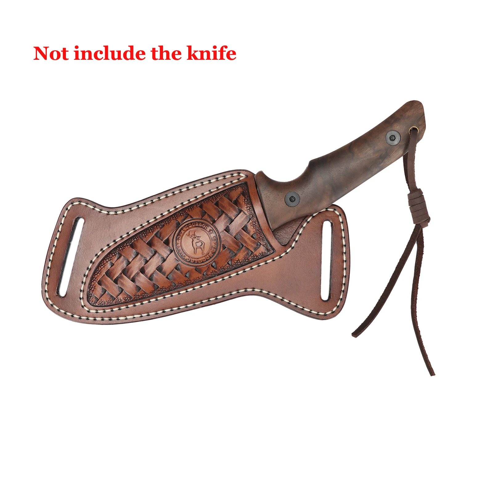 Tourbon Hunting Accessories Thick Leather Fixed Blade Cover Knife Sheath Handmade Brown with Belt Loop Camping