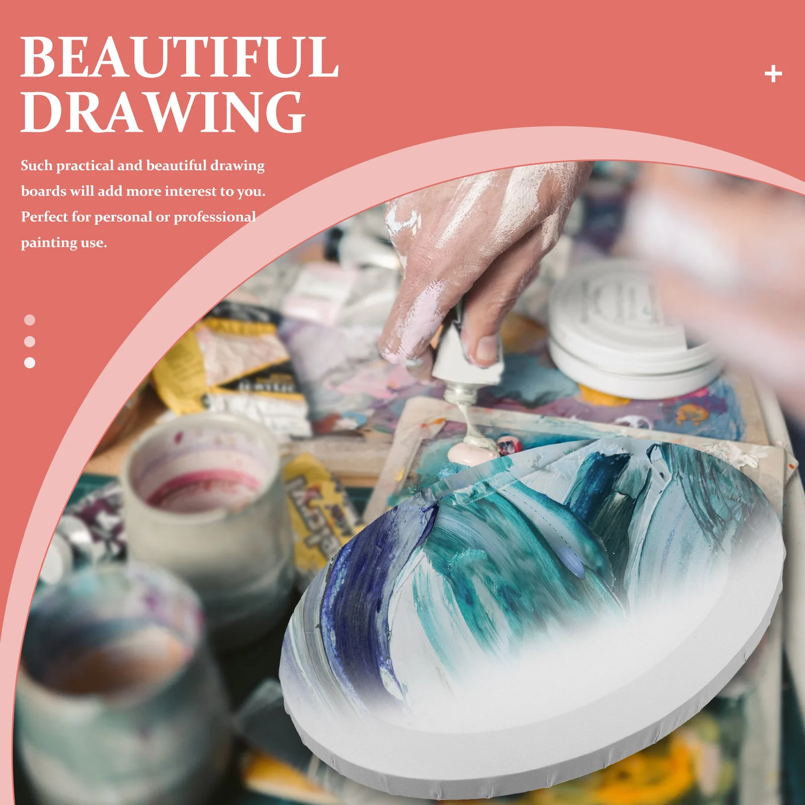 

1pc Oval Shape Canvas Frame Mini Canvas For Painting Small Canvases Art Student Oil Acrylic Gouache Tempera Diy Project Tool