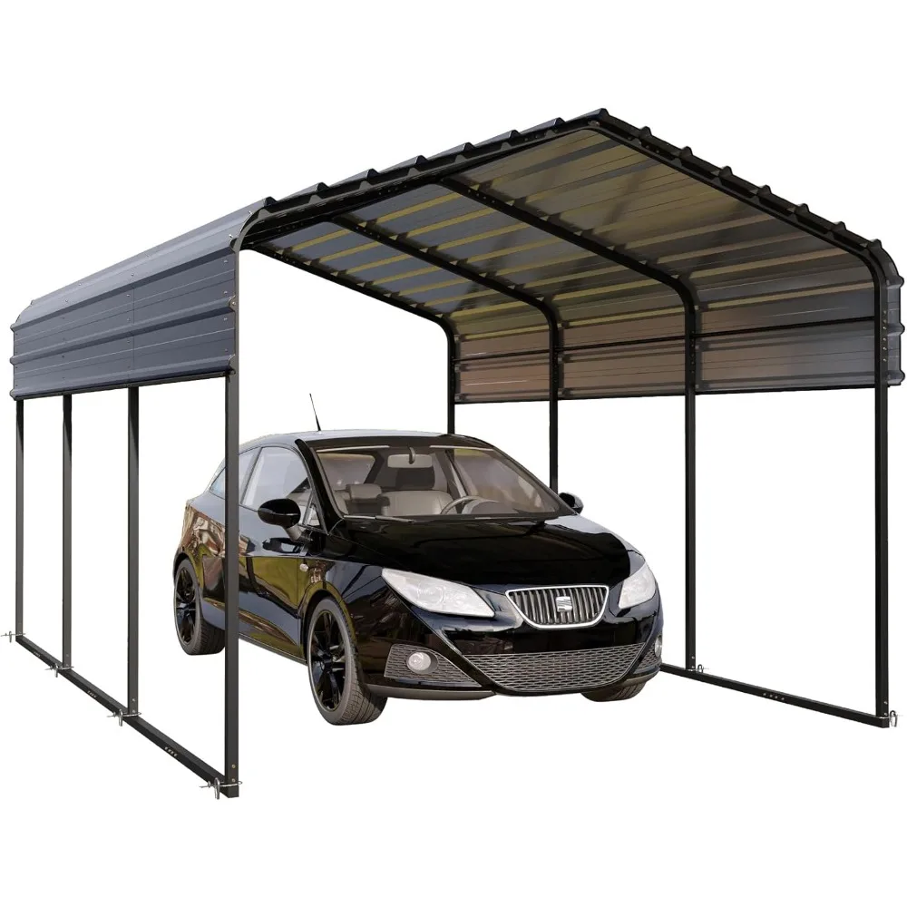 

10 X 15 Ft Heavy Duty Carport with Galvanized Steel Roof, Sturdy Metal Carport for Cars, Boats, and Tractors, Sheds