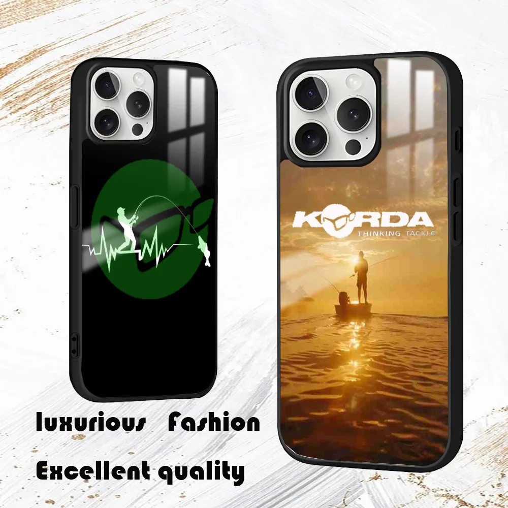 K-Korda Fishing Tackles Phone Case For iPhone 16 15 14 13 12 11 Pro Max Plus Mini PC Fashion High Quality mirror phone case