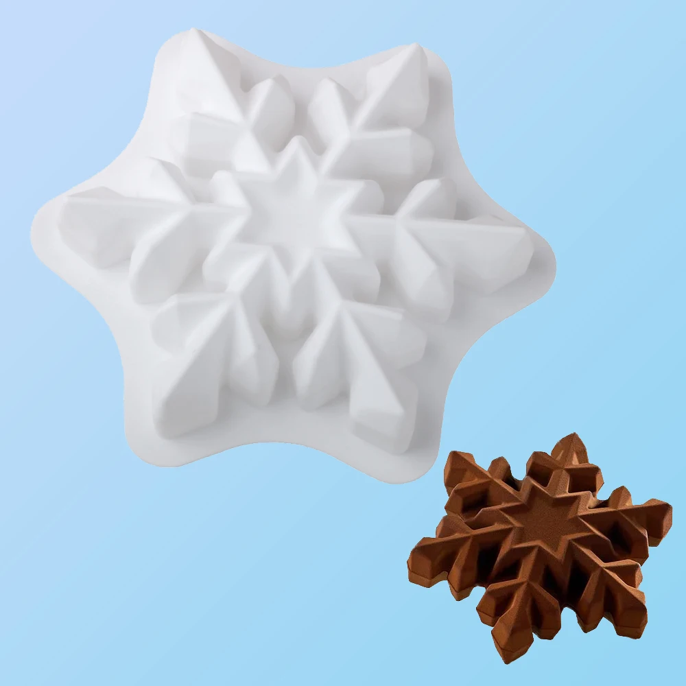 Weihnachtliche Schneeflocken-Mousse-Kuchenformen aus Silikon Eis- und Schneeflockenförmige Schokoladenformen Backformen
