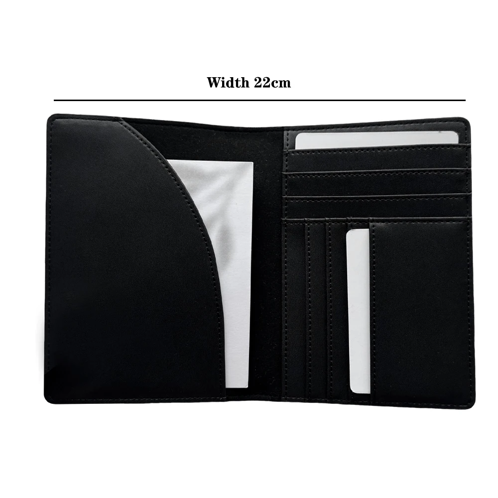 Deluxe Carbon Fiber Leather Passport Holder with 10 Card Slots Business Travel Passport Holder RFID Blocking Card Holder (Black)