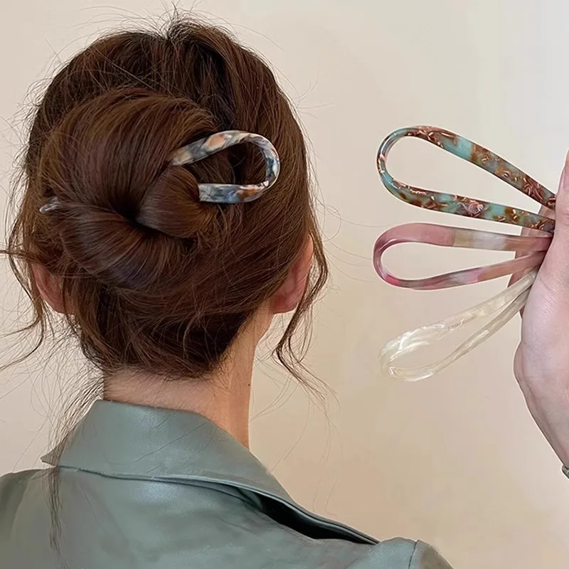 U 字型アクリルヘアクリップ女性のための韓国スタイルポニーテールヘアピンファッションガールヘアカーラーヘアピン