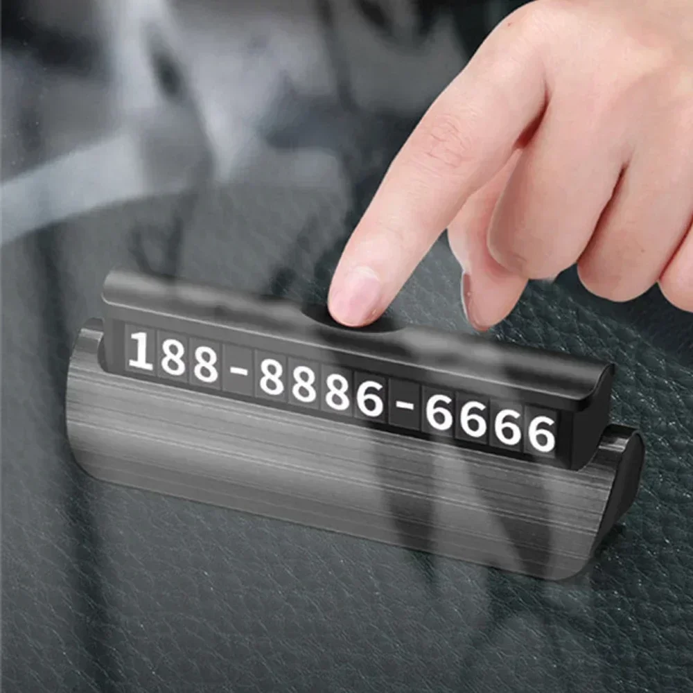 Hidden Car Styling Temporary Parking Card Plate Telephone Number Metal Alloy Texture Auto Phone Number Card Card Car Sticker