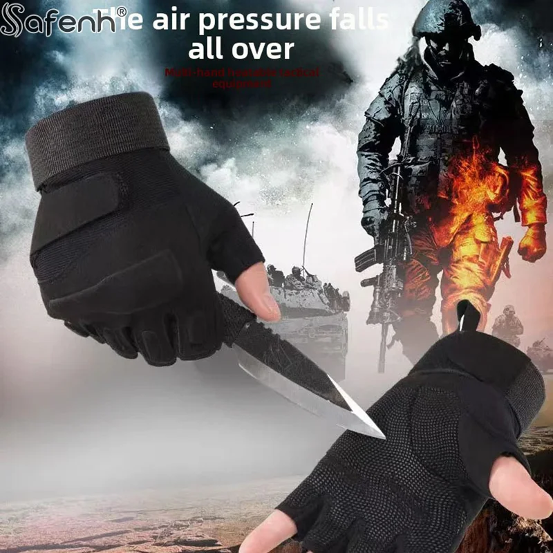 1 زوج في الهواء الطلق التكتيكية نصف اصبع قفازات الرياضة قفازات نصف اصبع الرجال النساء القتالية اطلاق النار الصيد اللياقة البدنية أصابع قفازات
