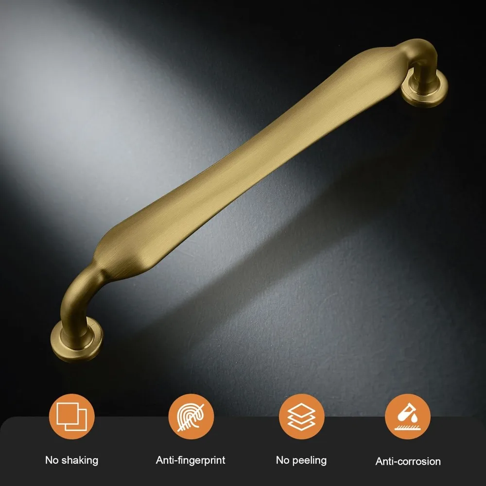 مقابض خزانة من سبائك الزنك البرونزية الشمبانيا، مراكز ثقب 5 بوصة، مقابض المطبخ والخزانة لأجهزة الأدراج #2