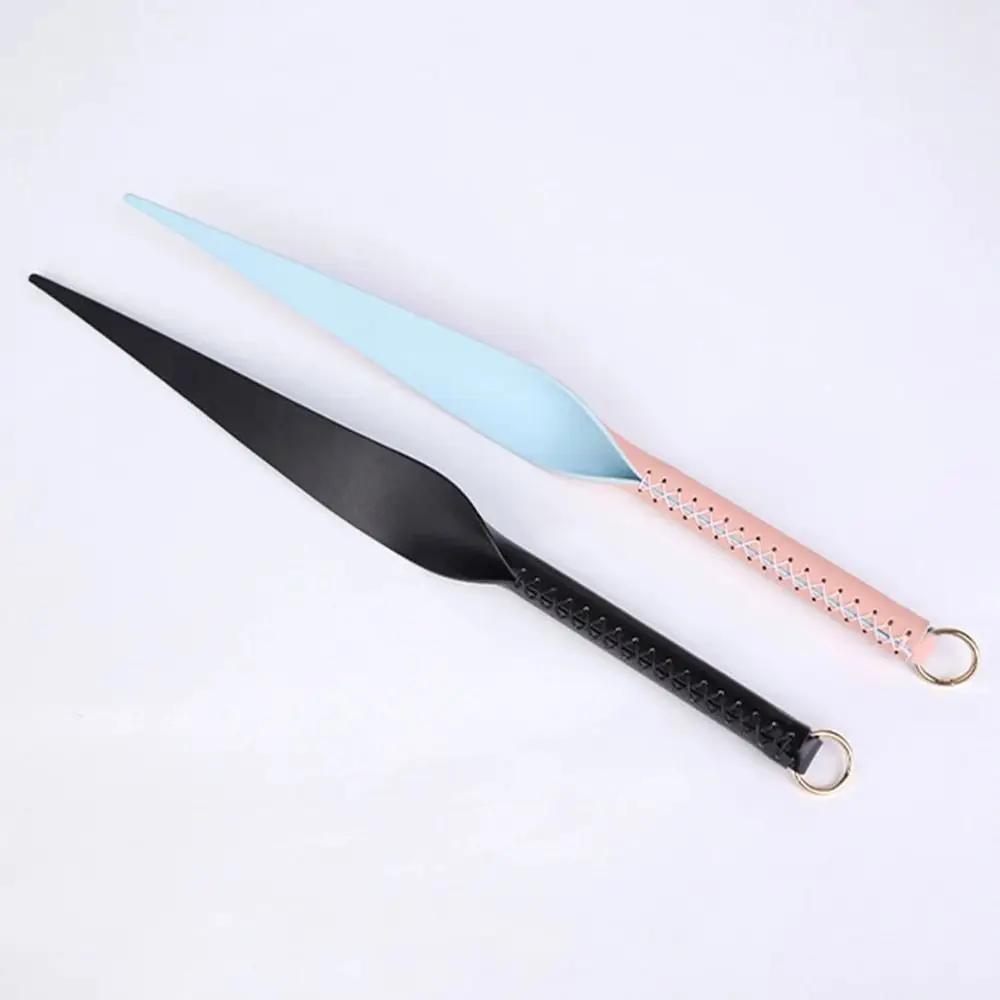 1Pcs Portable Horse Whip Genuine Leather Paddle Slapper Equestrian Training Pointer With Handle 46cm Racing Riding Crop
