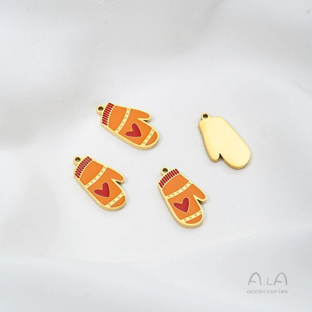 

Невыцветающая подвеска из титановой стали 316, рождественская серия, снежинка, шляпа, перчатки, снеговик, подарочная коробка, подвеска для ювелирных изделий «сделай сам»