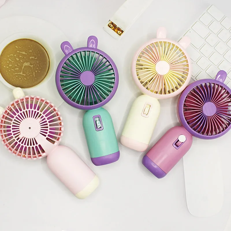 Ручной вентилятор с USB-зарядкой и сильным ветром, портативный портативный маленький вентилятор для студентов, мини-электрический вентилятор с 7 лопастями из мультфильма