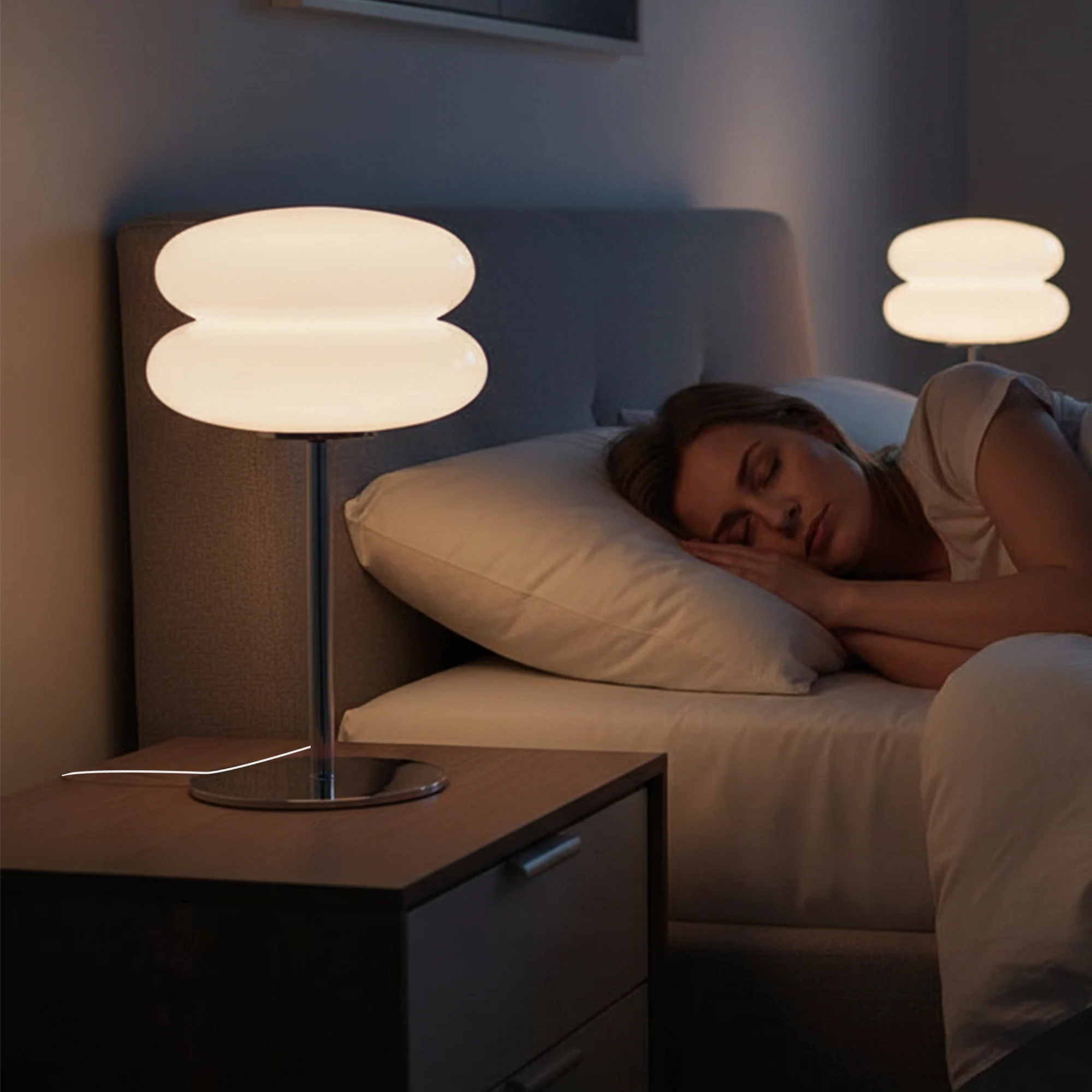

White Bread-Shaped Table Lamp, Three-Level Color Temperature Bedside Lamp, Equipped with USB Type-C Ac/Dc Charging Port, E26 Lamp Base Modern Decorative Table Lamp, Suitable for Bedroom, Living Room, and Home Decoration