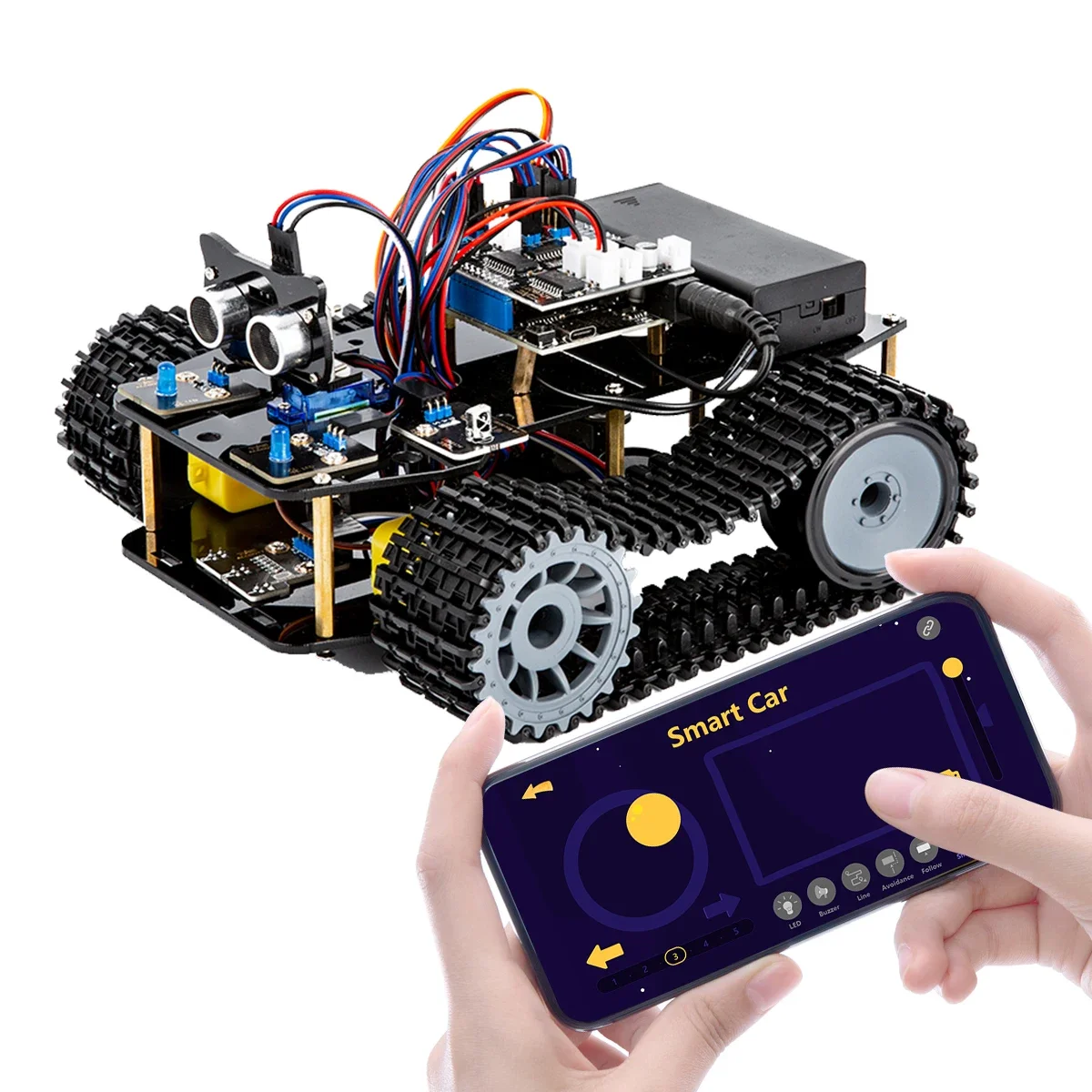 

Tank Robot Car Kit Programmable Learning ESP32 4WD Mecana Wheel Multi-Directional Kit
