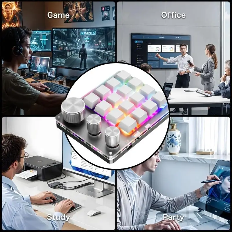 

652F Один ручная макропрограммируемая клавиатура 16 ККЕЙС 3 Рулки HOTSWAPS MECANICAL клавиатура