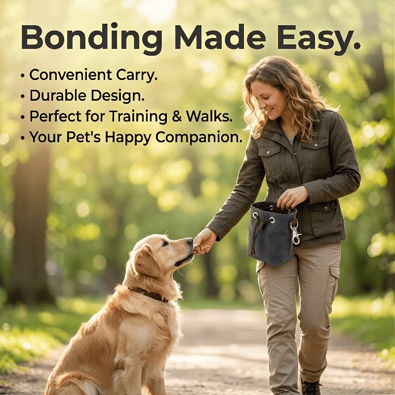 

2026 New Portable Pet Dog Toy Bag Holder Outdoor Walking Training Snack Bag Puppy Two-Handed Free Pull Rope Bag