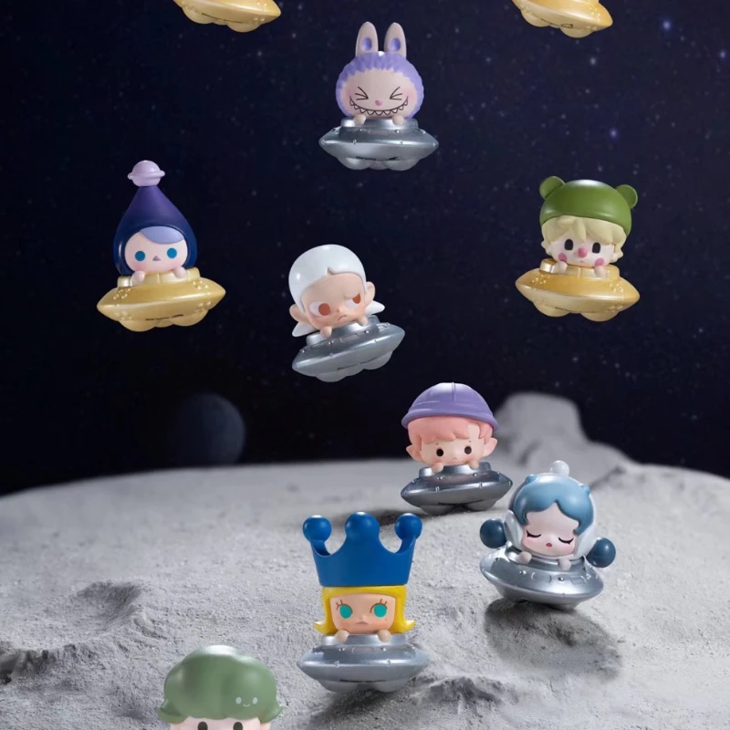 Genuine Pop Mart Pop Bean Little Ufo Series Flash Limit Dolls Anime Figure Kawaii Action Desktop Ornaments Surprise Gifts