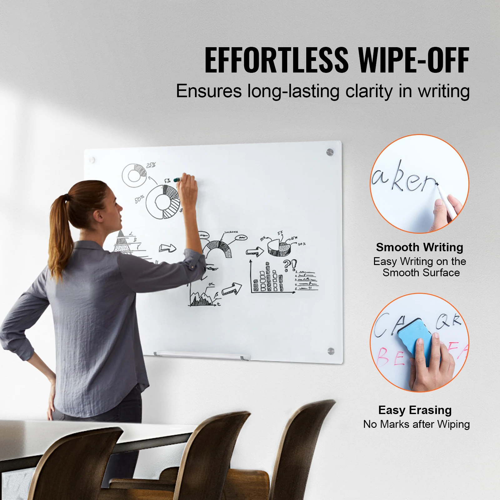 VEVOR Magnetic Glass Whiteboard 36