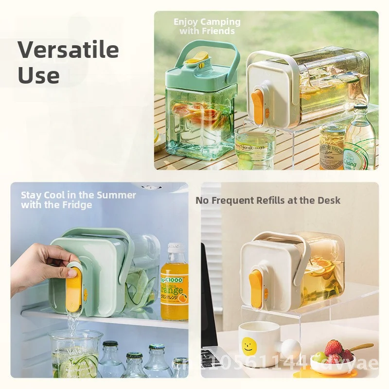 Household Large Capacity Beverage Barrel Cold Water Kettle with Faucet Household Cold Water Bottle Fruit Tea Barrel