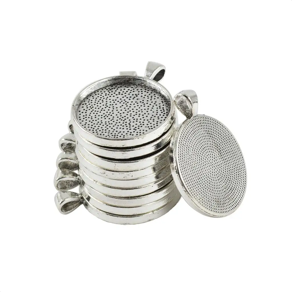 Round Blank Cabochon Jewelry Base 30mm Tray Pendant Antique Silver Alloy Pendant Setting for DIY Necklaces