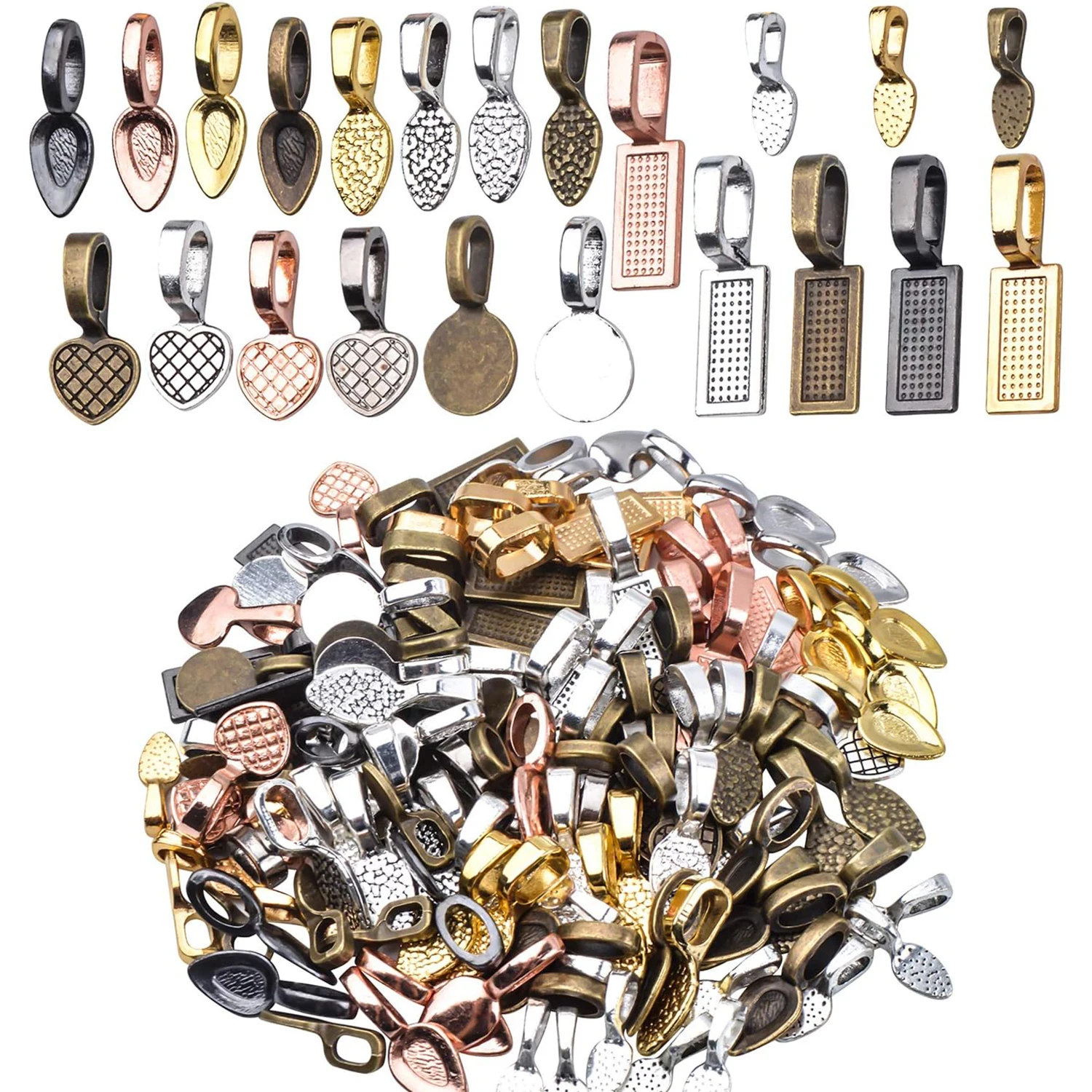 

120 штук подвесок-коннекторов в тибетском стиле из сплава, плоские, подклеиваемые, в форме лопатки, для изготовления ювелирных изделий