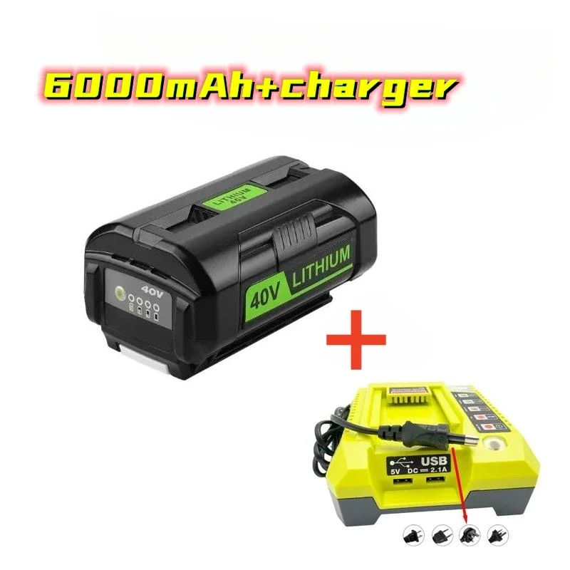 New 40V6AH high-power lithium battery, suitable  Ryobi RY40200 tool batteries OP4050 OP4026, RY40430 RY40770, Ryobi RY OP series