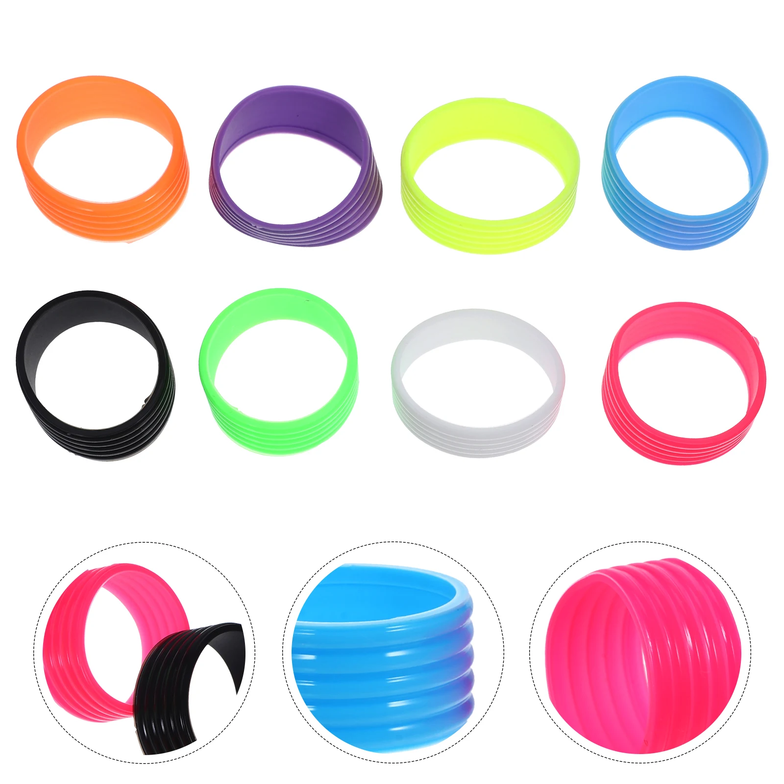 

8pcs Tennis Racket Anti Slip Rings Silicone Grips Table Tennis Badminton Non Skid Reusable Overgrip Protector Lightweight