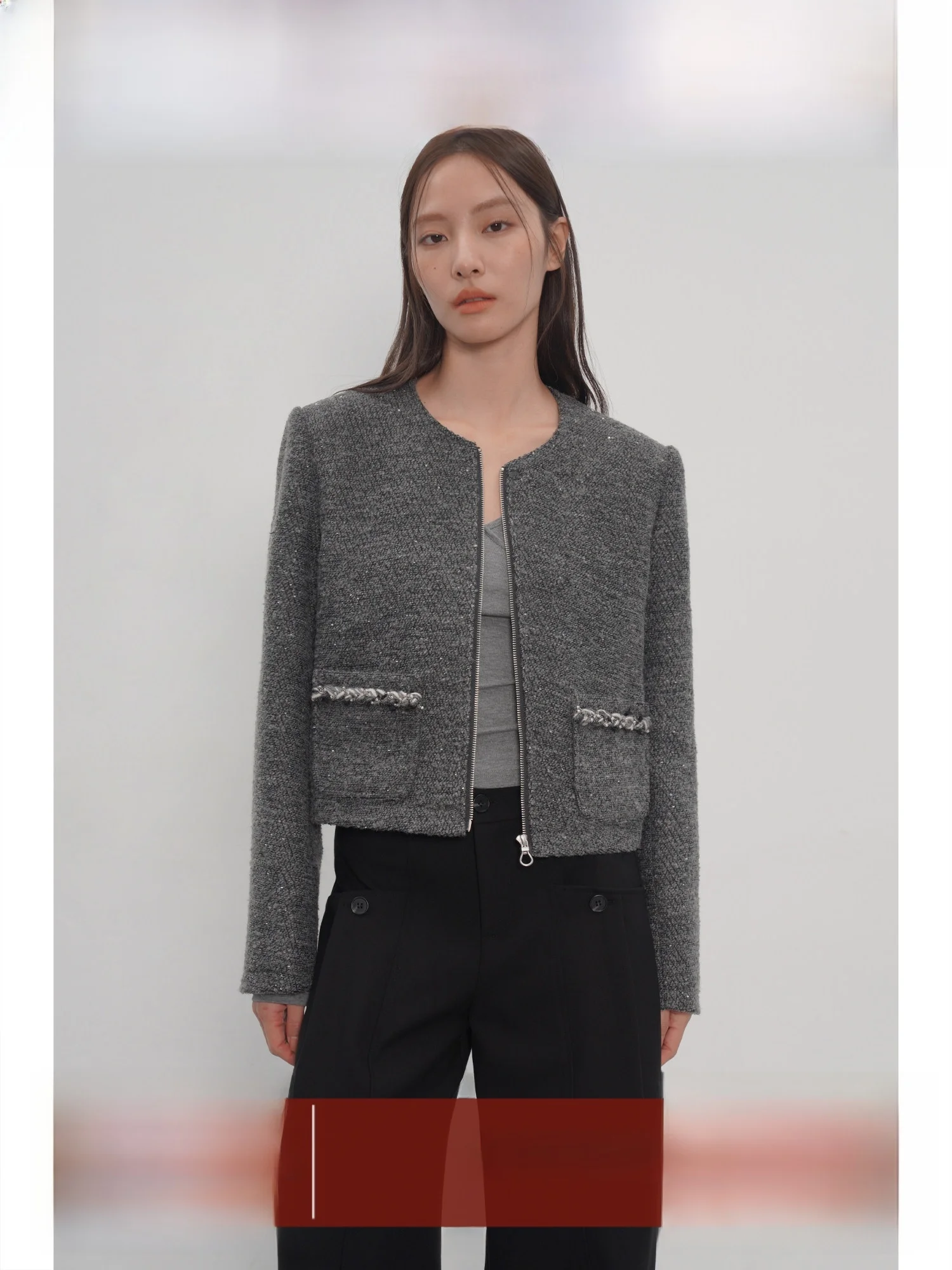 

EIGHTHMONTH ey Woolen ort Jaet Women's Slim Fit Decorative Commute Sle Long Sve Coat Regular Thin