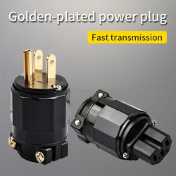 YYAUDIO  FI-11M-N1 / FI-11-N1(G) Audio Power Plug 24K Gold Plated EUR Schuko Connector IEC DIY Power Female Plug DIY Power Cable