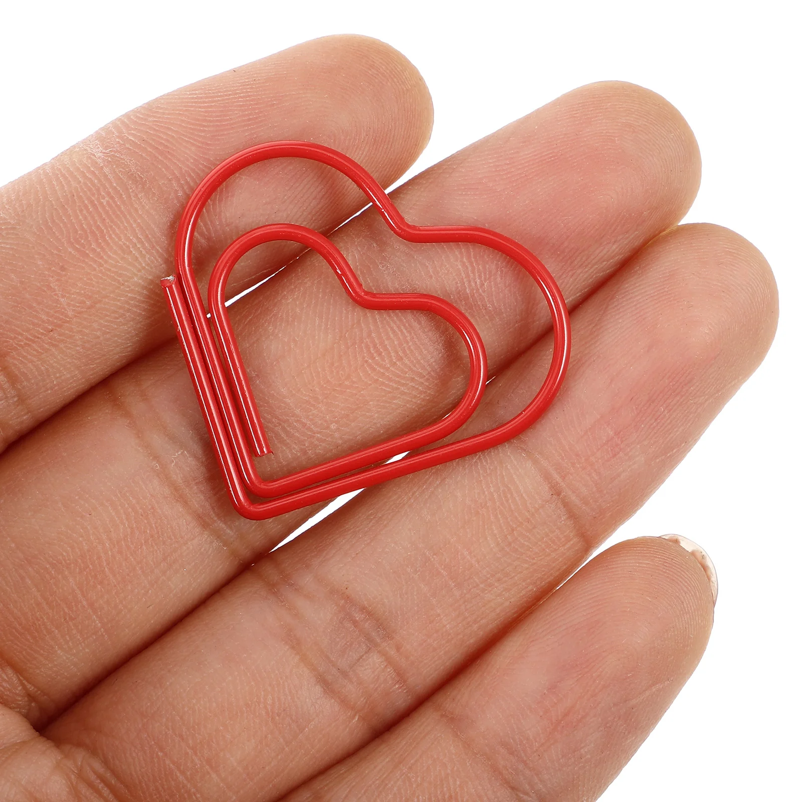 100pcs Paperclip Love Heart Paper Clips Marking Bookmark Pin Stationery Office Accessories(Red) red heart paperclips