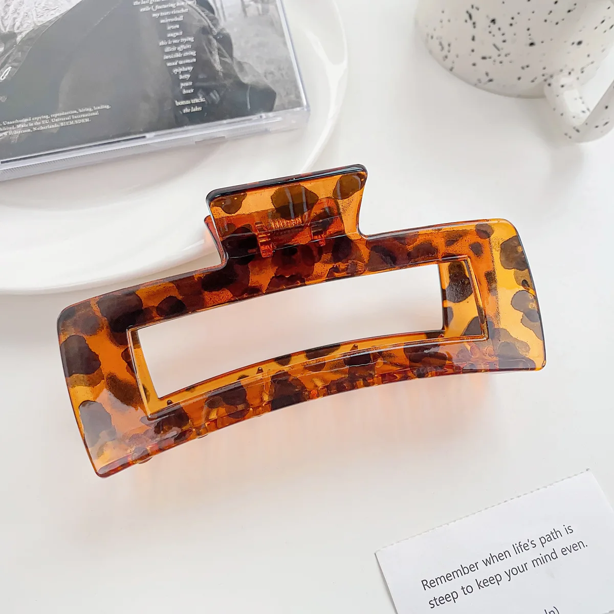 Square Leopard Print Hair Clip para mulheres e meninas, clipe de resina, alças de acetato grande, acessórios para cabelo