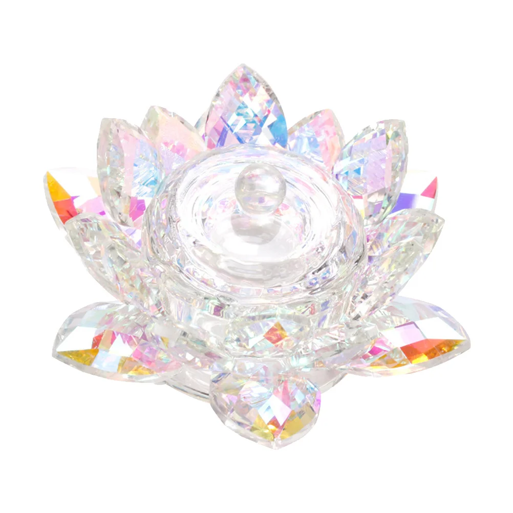 Tasse en cristal pour Nail Art, Design créatif Lotus, liquide de manucure transparent, mélange de poudre, Mini récipient en acrylique, stylo réutilisable, lavage des ongles