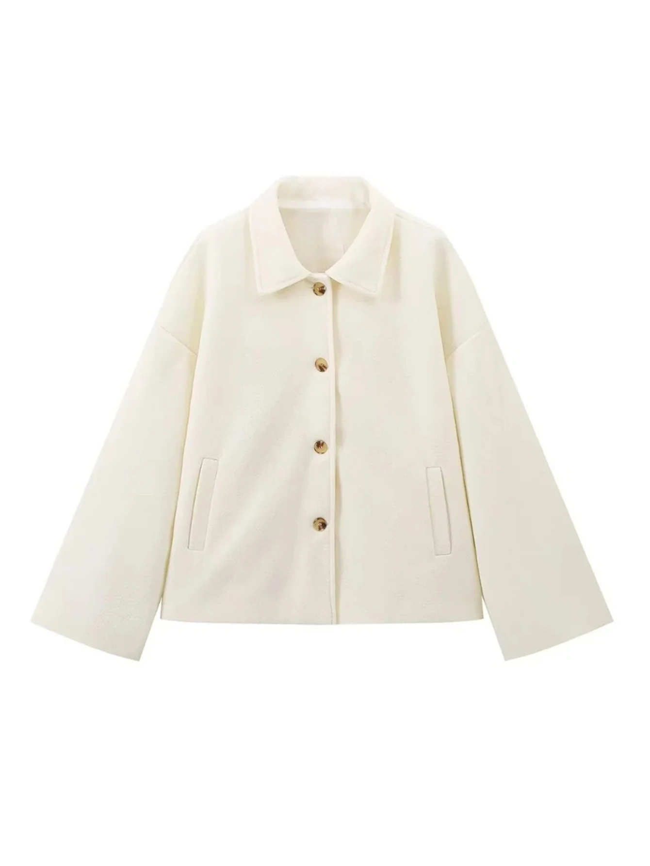 

Autumn Jackets 2025 Women's Office Lady Solid Color Long Sleeve Lapel Button Pockets Daily Basic Jackets