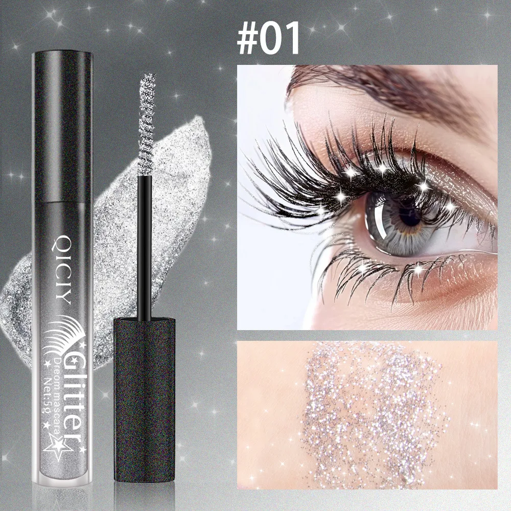 7 สีDiamon Glitter Lashมาสคาร่ามาสคาร่าติดทนนานCurlingหนากันน้ําFast Dry Sequinsเซ็กซี่Shimmer Eyeแต่งหน้า
