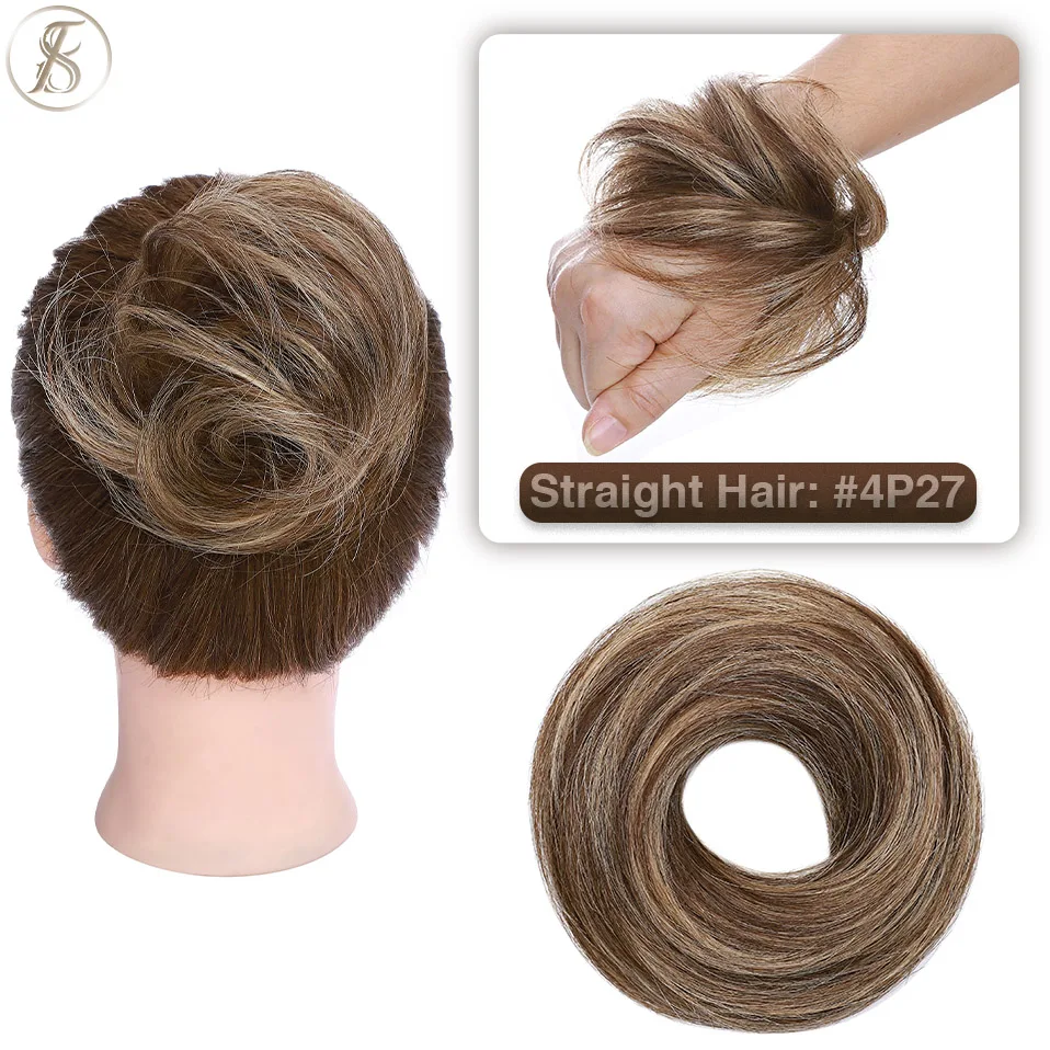TESS 17g/23g Haar Brötchen Chignon 100% Menschliches Haar Lockiges Haar Elastische Donut Pferdeschwanz-haar Extensions Wrap natürliche Farbe Haarteil – Detail 17