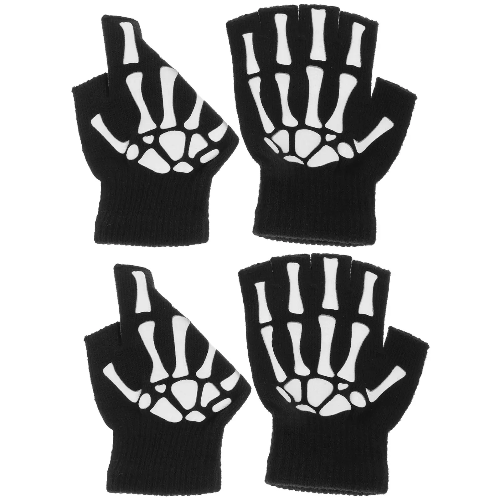 

2Pairs Anti-Skid Outdoor Sports Cycling Gloves Half Finger Design Moisture-Wicking Acrylic Knitted Mitts for Climbing