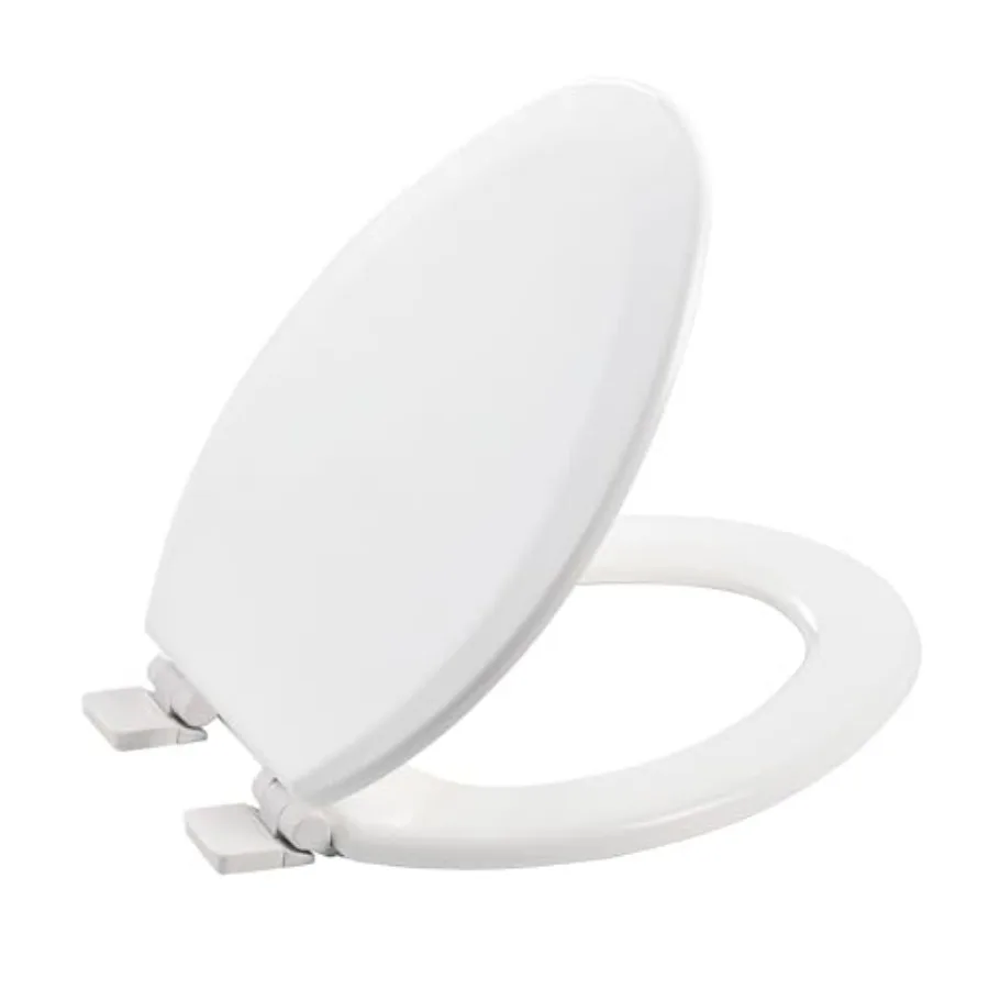 

Wood Toilet Seat, Slow Close, High Gloss Finish, Premium Moulded Wood, Quick Release, White