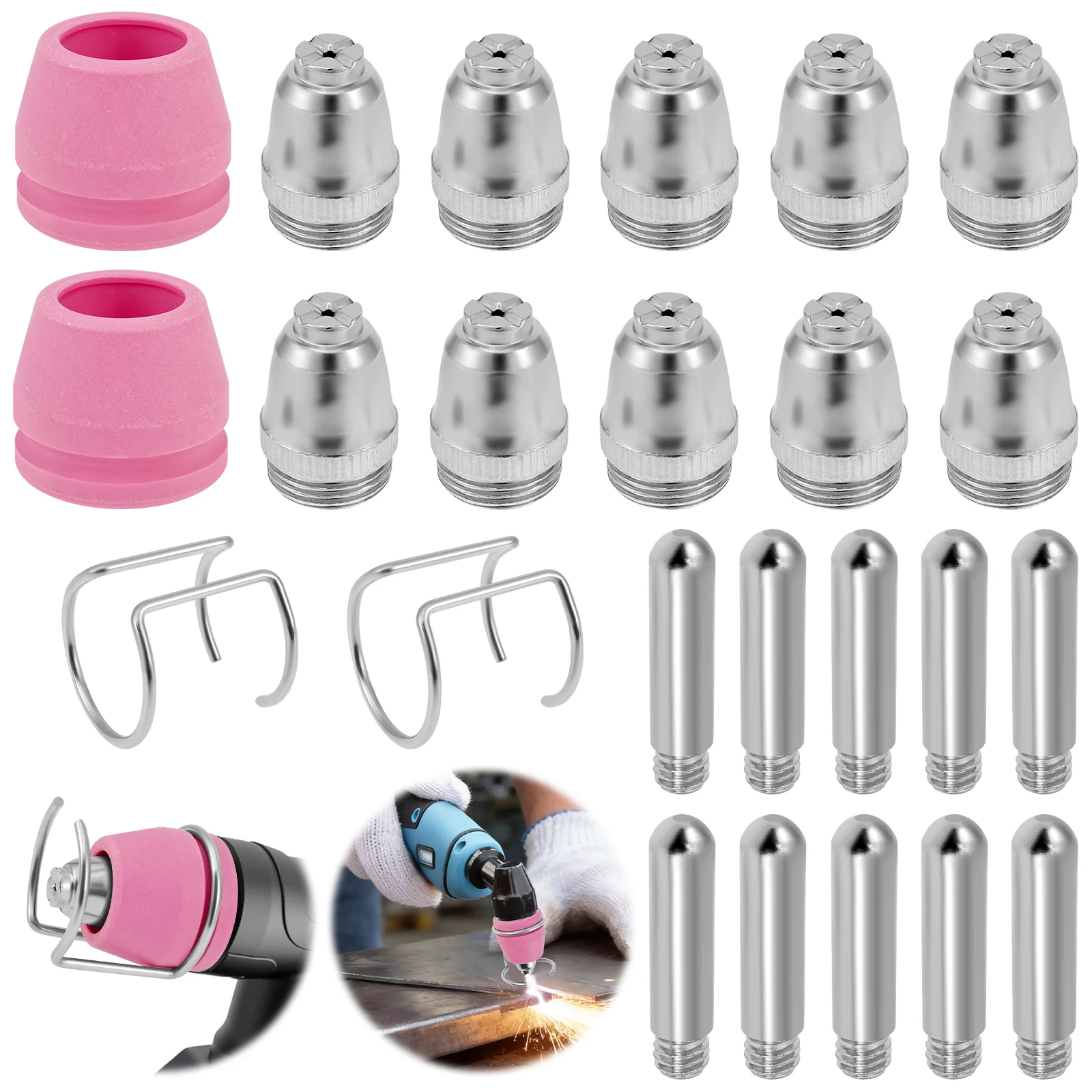 

24 шт. сменных насадок для плазменного резака AG-60 (SG-55, WSD-60) для CUT55/CUT55PRO/CUT60/CUT60SP/CUT50DP/CUT50PI/LGK-60