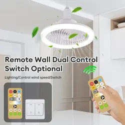 Plafonnier LED Intelligent et Silencieux avec Télécommande, Base de Convertisseur de Ventilateur, Idéal pour Chambre à Coucher et Salon