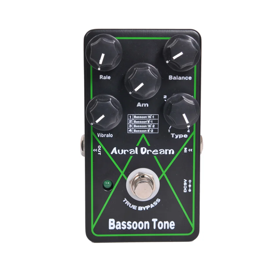 

Педаль для синхронизации гитары Aural Dream Bassoon Tone имеет 4 типа с использованием Pitchshift,Octave,Harmony,Vibrato,Tremolo,Rotary и орган эффектов