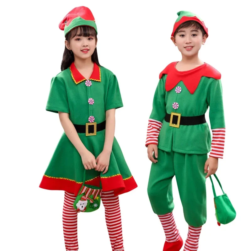 Halloween Christma Santa Claus Elf Costume Kids Adult Family Matching Clothes New Year Outfit Girls Boys Santa Claus Cosplay Hat