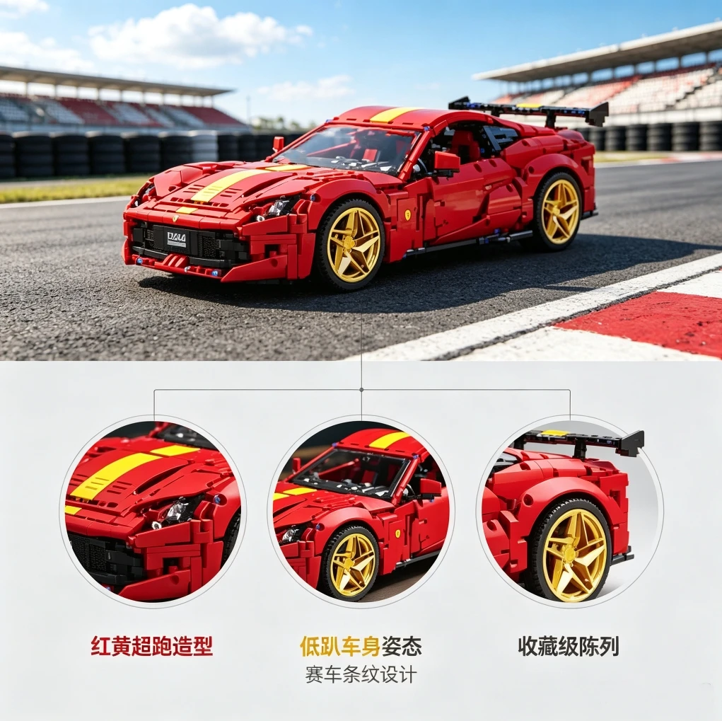 MOC Technical City Sport Car Building Block High-Tech Super Speed Remote Control Racing Vehicle Model Bricks Toys For Kid Gift