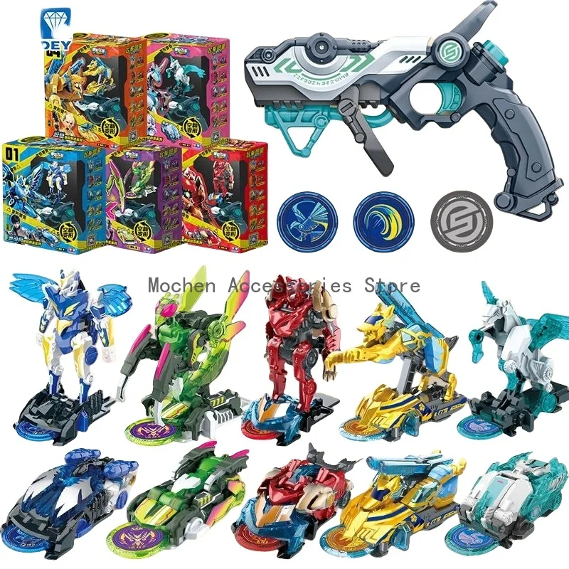

2025 Screechers Wild 5 Transformation robot Deformation Car Ornaments Game Crystal Code Mystery Rotate Action Figures Kids Toys