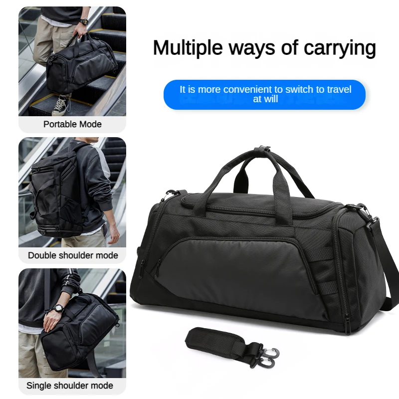 Imagem -06 - Impermeável Sports Duffel Bolsa para Homens Bolso Molhado Compartimento de Sapatos Viagem Duffel Weekender durante a Noite