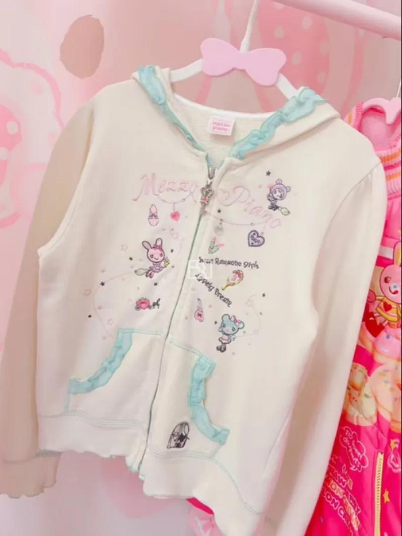 

Одежда Kawaii, игривая и милая толстовка с капюшоном для девочек, топ Y2k, милая куртка с капюшоном в стиле ретро с маленькими ушками, одежда для подростков и дочек, осенняя новинка