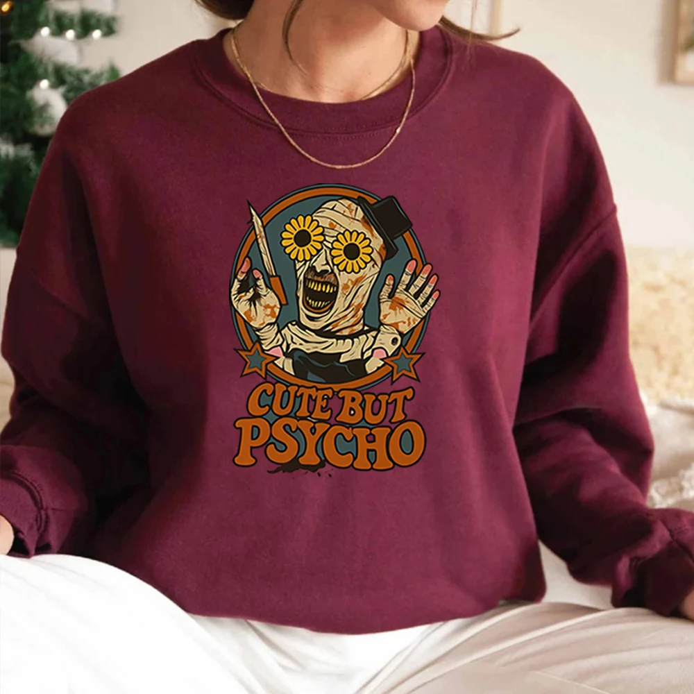 テリファイアー ハロウィン ホラー映画 スウェットシャツ アート ザ・クローン キュート・バット・サイコ シャツ スプーキー・シーズン クリーピー・キュート スラッシャー スウェットシャツ