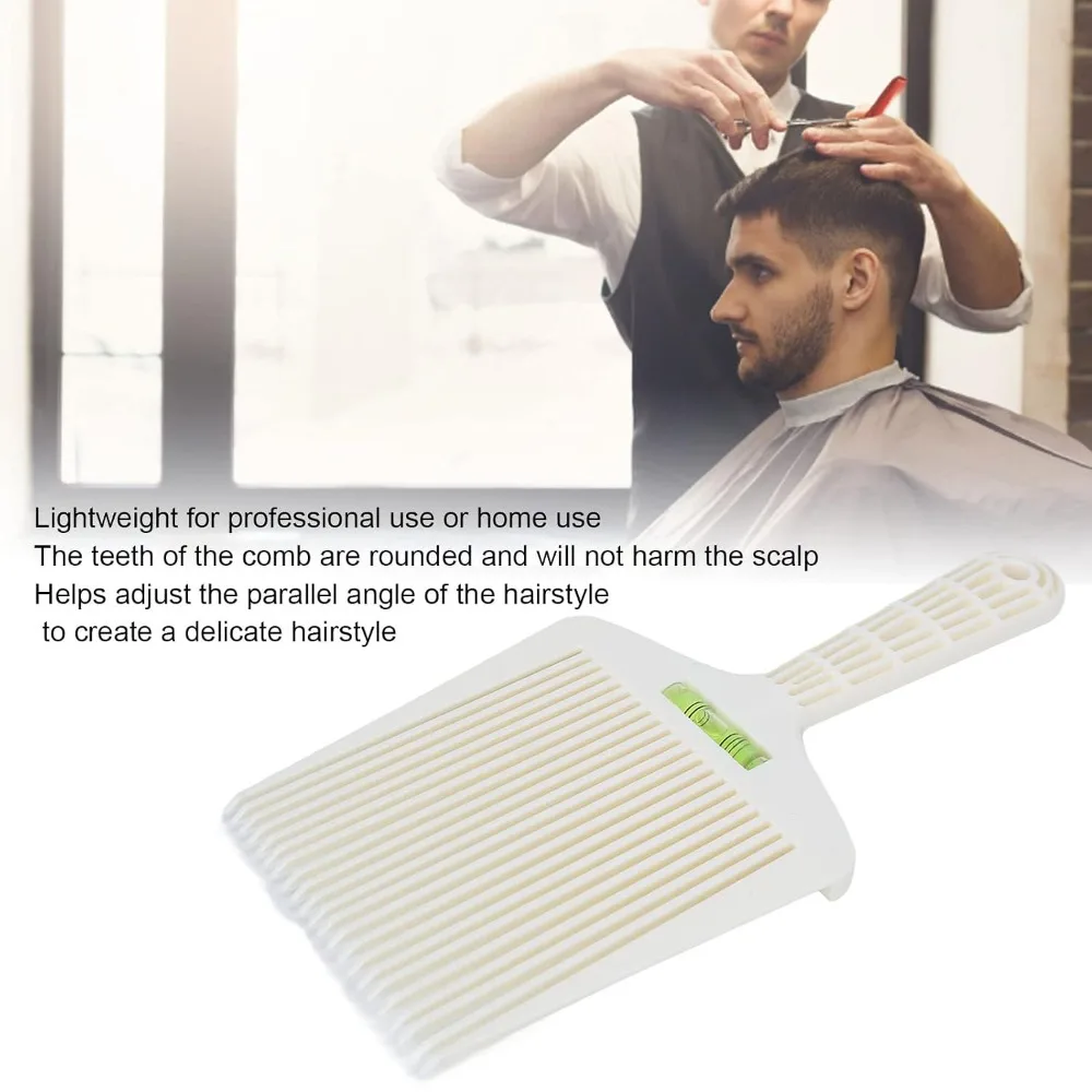 White Professional Flat Comb Ergonomic Design Lightweight Barber Comb Accurate Water Leveling Rounded Teeth White Styling Comb