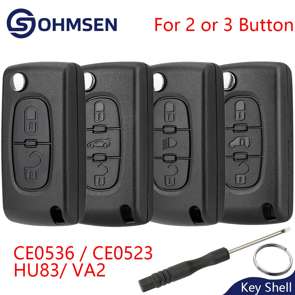 حافظة مفتاح فوب من OHMSEN 2/3 زر CE0536/CE0523 VA2/HU83 لسيتروين بيكاسو C4 إرسال بيرلينجو بيجو خبير 207 307 308