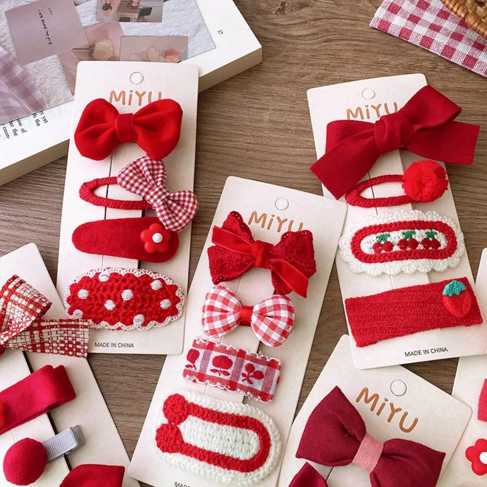 

4PCS Cute Christmas Red Hair Pins New Years Barrettes Bowknot BB Clips Bows Hair Clips Hair Accessories